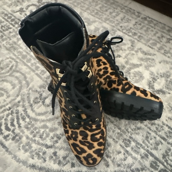 Michael Kors Leopard Lace-Up Boots - Picture 1 of 8